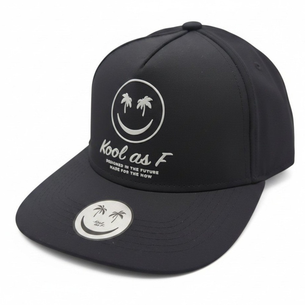 Kool as F Snapback Hat Black Palm Tree‎ Smiley Face Streetwear Graphic Cap NEW